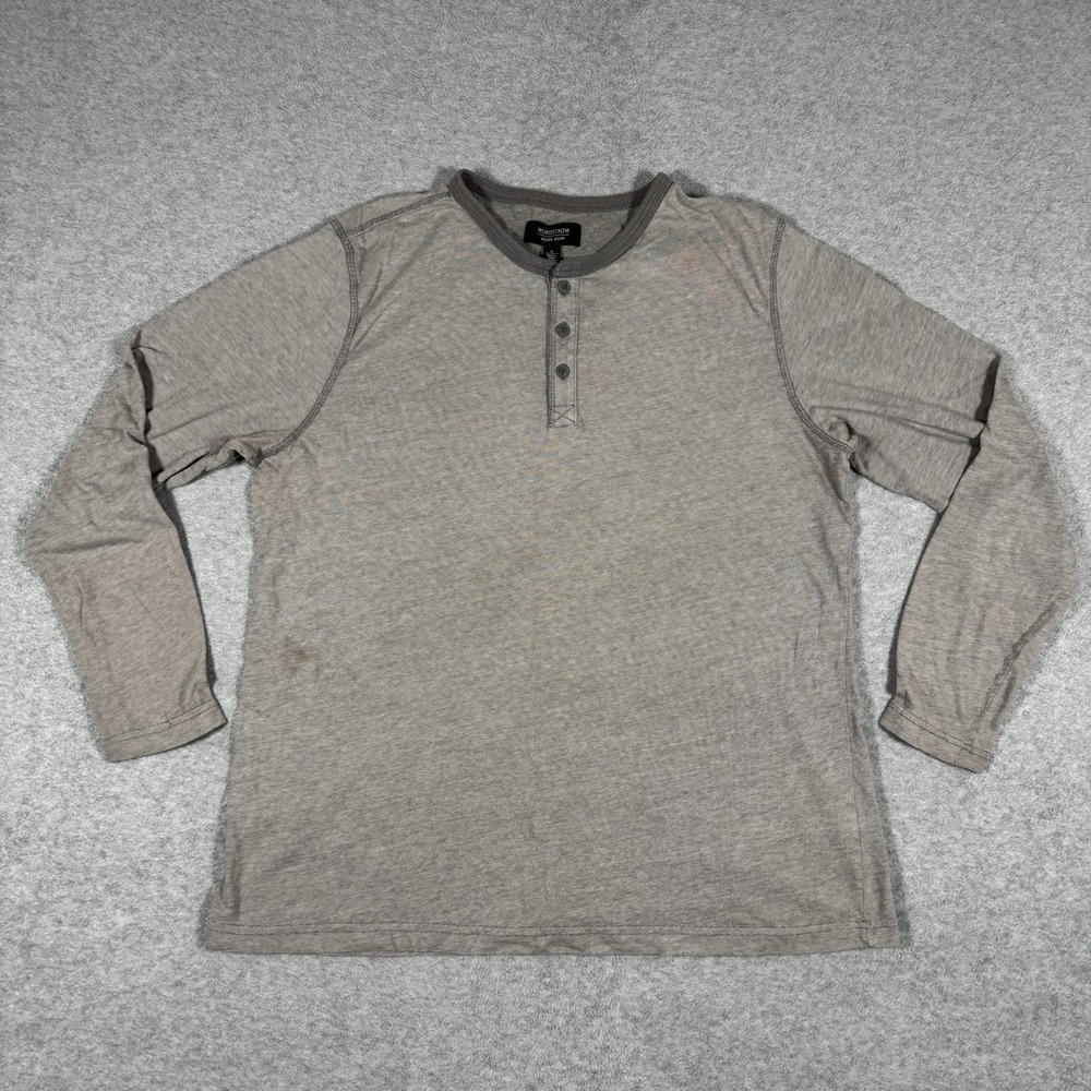 Nordstrom Men's Shop Henley Shirt Size L Gray Micro Stripe Long Sleeve Casual